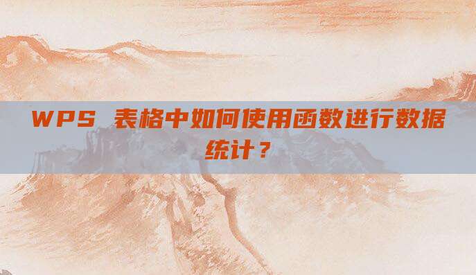 WPS 表格中如何使用函数进行数据统计？