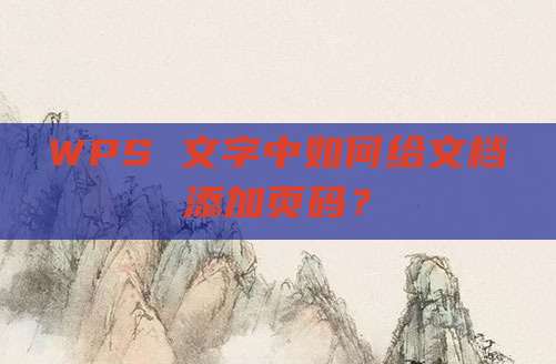 WPS 文字中如何给文档添加页码？