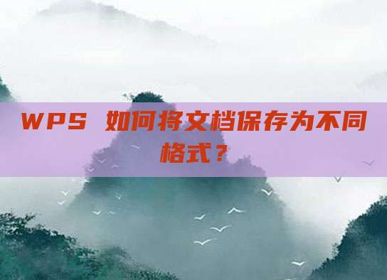 WPS 如何将文档保存为不同格式？