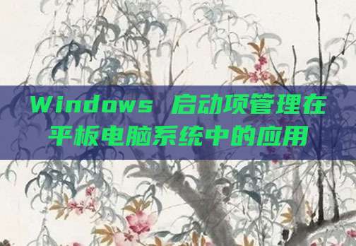 Windows 启动项管理在平板电脑系统中的应用