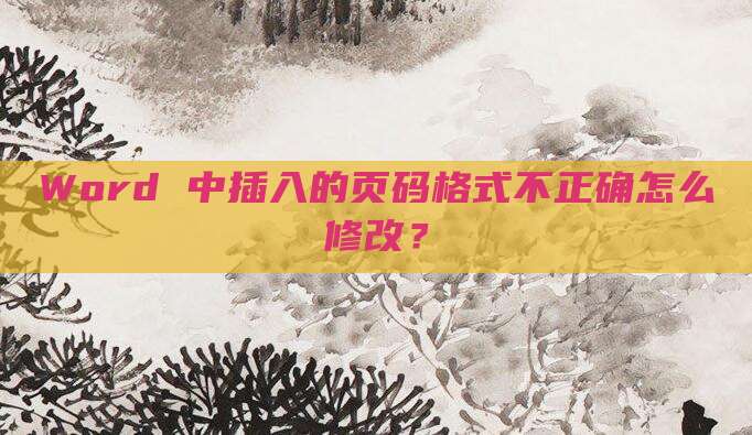 Word 中插入的页码格式不正确怎么修改？