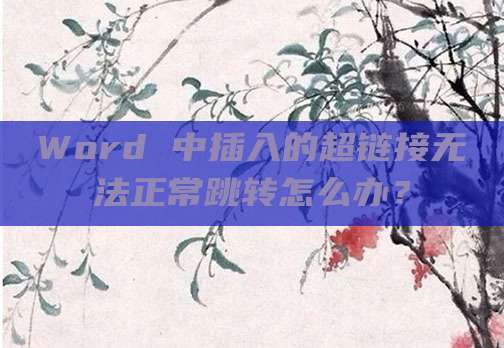 Word 中插入的超链接无法正常跳转怎么办？