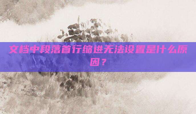 文档中段落首行缩进无法设置是什么原因？